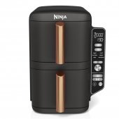 Friteuză cu aer cald Ninja Double Stack XL SL400EUCP, 9,5 L, 2470 W, 2 sertare verticale, 6 programe, Negru/Cupru (Produs resigilat cu urme de utilizare, ambalaj bun)