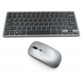 Kit mouse ergonomic si tastatura fara fir Wireless 2.4G reincarcabila negru cu argintiu, de birou pentru computer sau laptop OMC